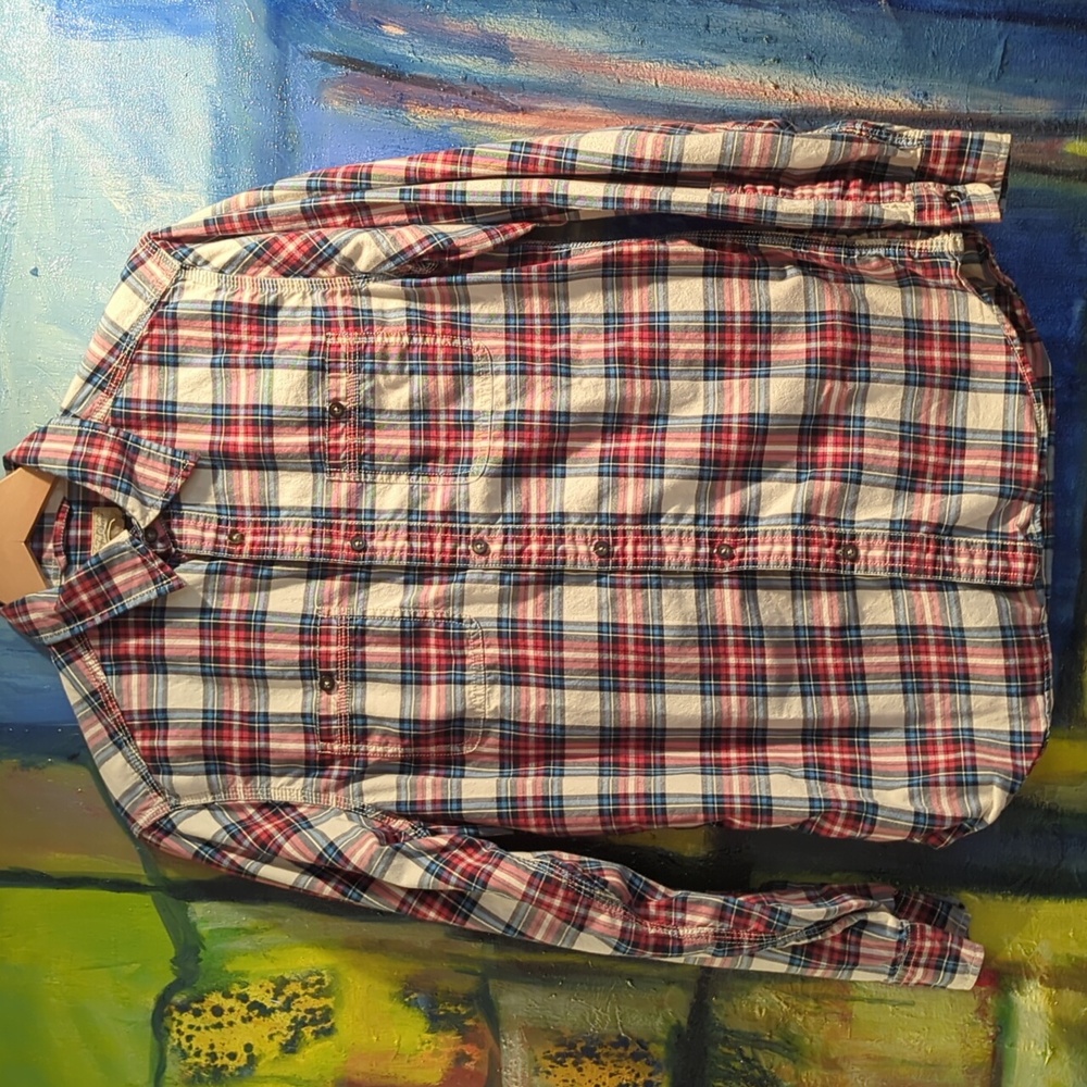 Tre Vero, Three Truths plaid button down shirt medium